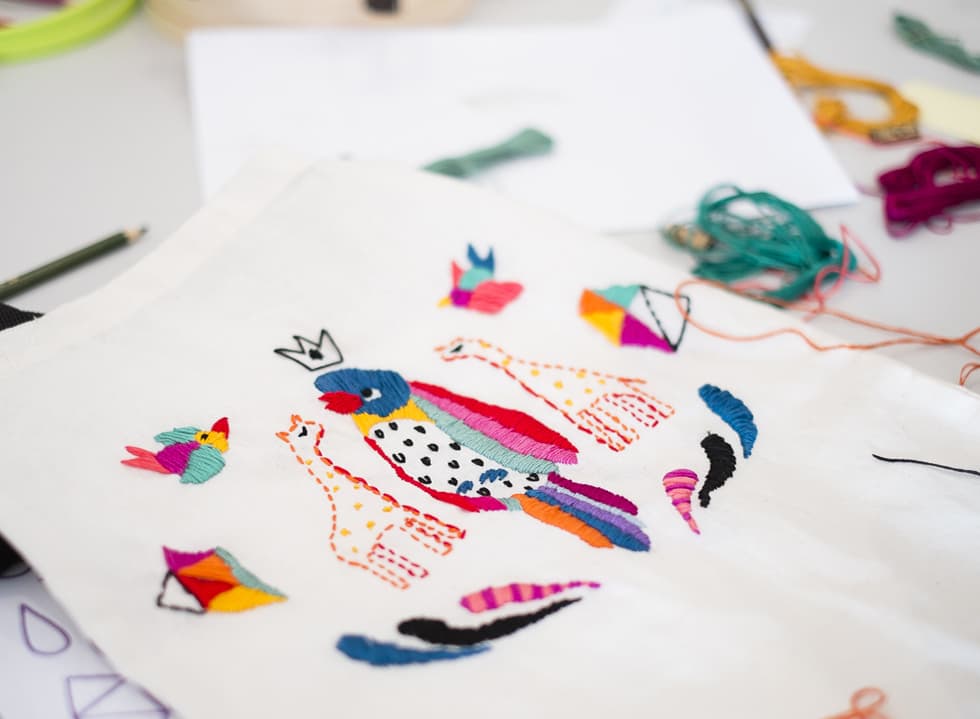 Embroidered Illustration on Totes with Diela Maharanie
